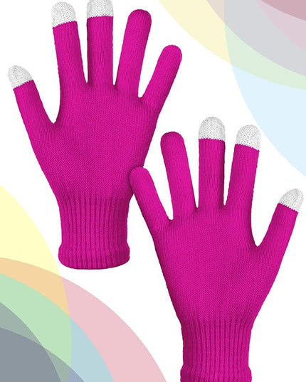 Pangda 12 Pairs Winter Touch Screen Gloves for Men Women Stretch Knitted Texting Gloves Warm Windproof Solid Color Mittens