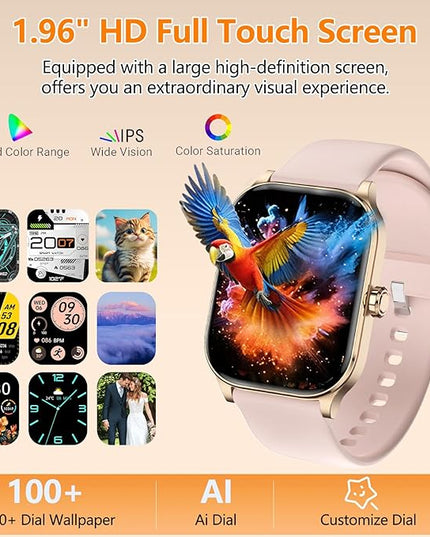 Smart Watch for Women Men with Text and Call, 2025 New AI Smartwatches with Heart Rate/SpO2/Sleep/Stress Monitor, 100+ Sports Modes, GPS Fitness Watches Compatible with iOS/Android (Map, Pink)