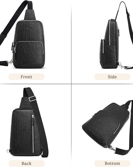 S-ZONE Sling Bag for Men Women RFID Blocking Genuine Leather Crossbody Shoulder Bag Backpack Hiking Daypack Travel