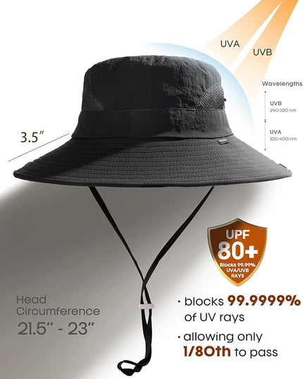 FURTALK Womens Sun Hat with Ponytail Hole Beach Hiking Summer Wide Brim UPF 80+ Outdoor Protection Foldable Bucket Hat