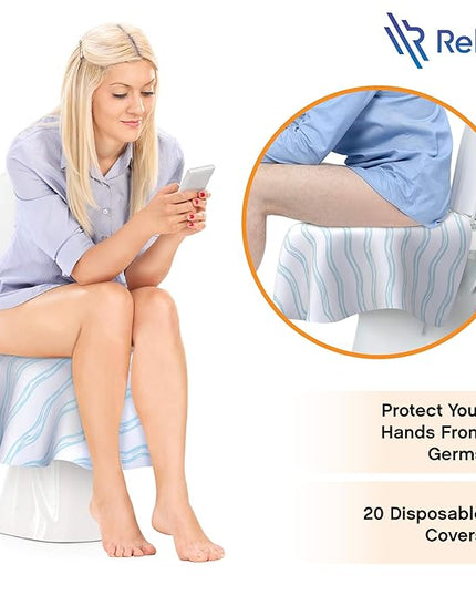 Toilet Seat Covers Disposable - 20 Pack - Waterproof, Ideal for Kids and Adults – Extra Large, Individually Wrapped for Travel, Toddlers Potty Training in Public Restrooms (Waves, 20)