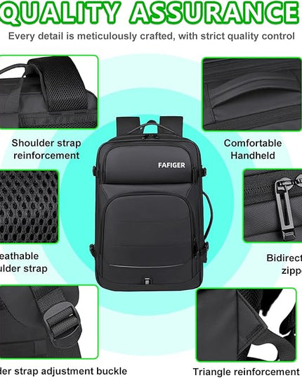 Travel Backpack for Men & Women - 40L Expandable Carry-On Backpack, TSA Approved 16 Inch Laptop, Weekend Outdoor Essentials, Airline Flight Approved, Black
