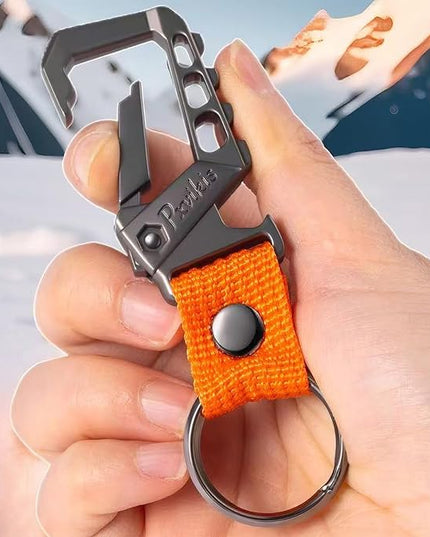Metal heavy duty key chain carabiner clip bottle opener wrist lanyard ring car key fob unisex for men and women