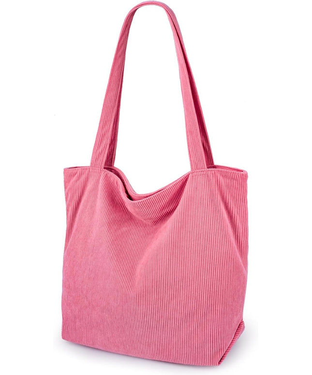 Iioscre Corduroy Tote Bag for Women,Hobo HandBags with Zipper,Large Capacity Casual Shoulder Handbags with Inner Pockets
