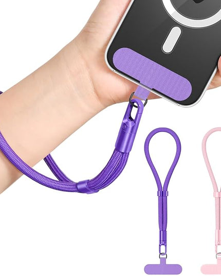 MoKo 2 Pack Phone Wrist Strap Anti-theft, Adjustable Hand Wrist Phone Lanyard with 360° Rotating Hook and Tether Tabs, Cellphone Wristlet Strap for iPhone, Most Smartphones, RoseGold & Purple