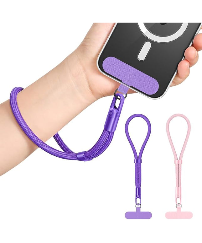 MoKo 2 Pack Phone Wrist Strap Anti-theft, Adjustable Hand Wrist Phone Lanyard with 360° Rotating Hook and Tether Tabs, Cellphone Wristlet Strap for iPhone, Most Smartphones, RoseGold & Purple