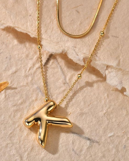LUCA SMITH Initial Necklaces for Women, Dainty Balloon Bubble Letter, Name Letter Alphabet Pendant Layered Choker Chain Jewelry Gift
