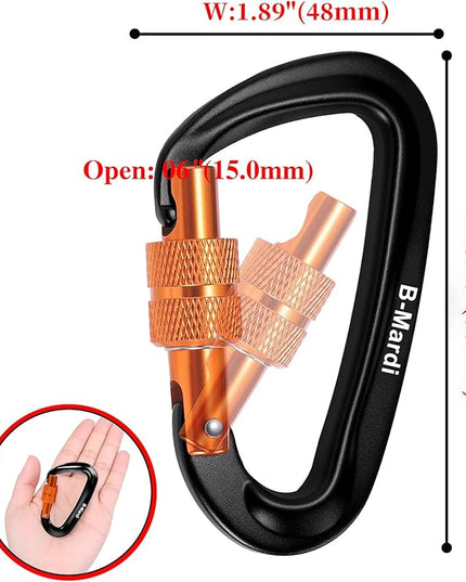 Carabiner Clips Heavy Duty 12kN (2697 lbs)-Lightweight Locking Carabiners for Camping, Hiking, Hammock, Dog Leash Harness, Outdoor and Gym etc, Keychains& Utility