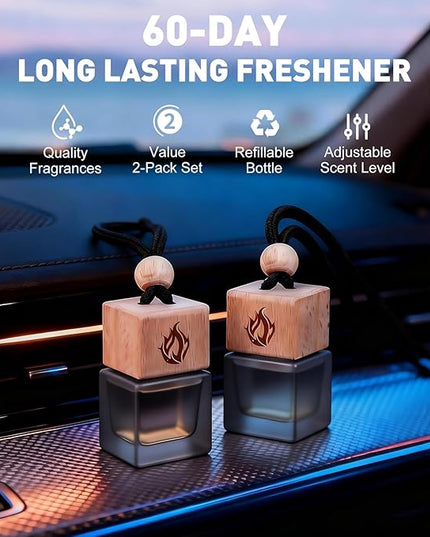 Car Air Freshener Hanging 2 Pack, Cool Ice Fragrance Essential Oil Diffuser for Cars, Long Lasting Car Scent Air Fresheners Car Accessories for Men
