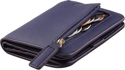 Toughergun Women’s Small Slim Leather Wallet with RFID Protection, Compact Bifold Mini Purse with Clear ID Window