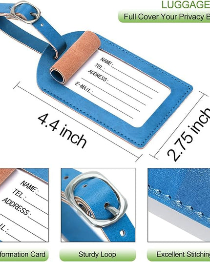 Passport Holder With Luggage Tag Cover Wallet RFID Blocking Leather Case Travel Essentials Accessories Travel Must Have(114#Blue)