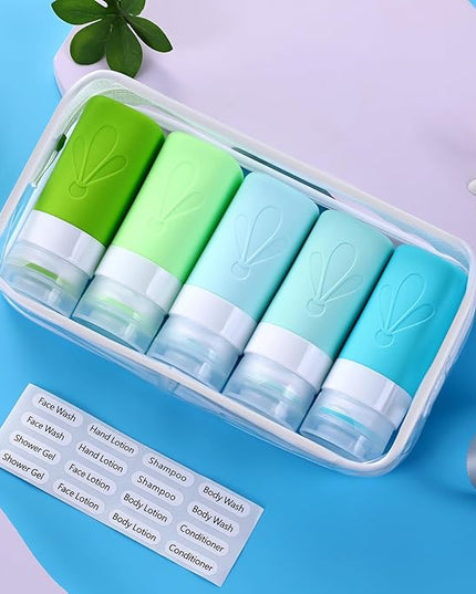 INSFIT Travel Bottles for Toiletries, TSA Approved 2oz Travel Size Toiletries, BPA Free Leak Proof Squeezable Silicone Tubes Travel Essentials for Shampoo Conditioner Lotion Soap