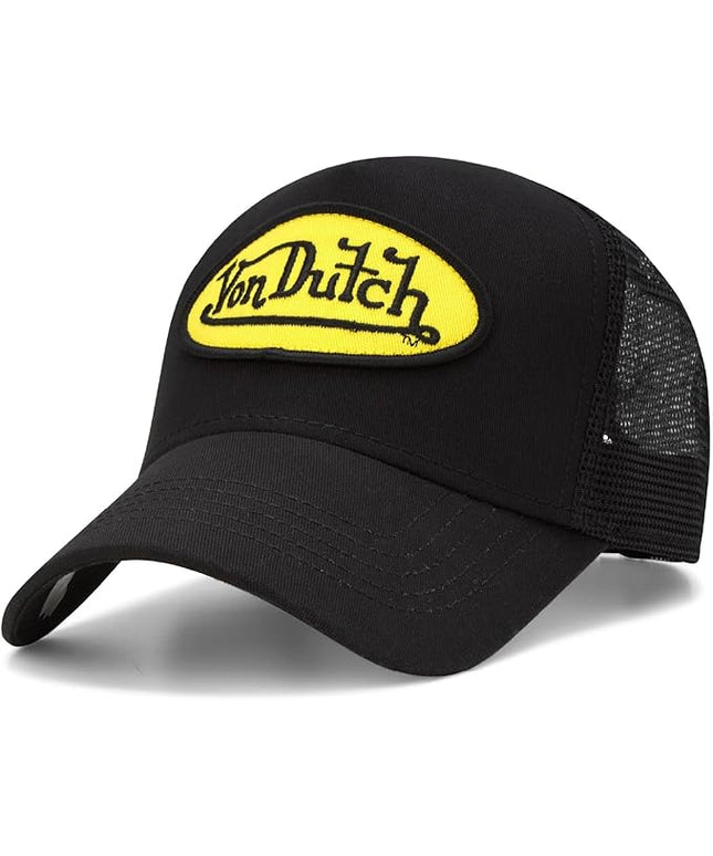 Von Dutch Unisex Trucker Hat - Curved Bill Mesh Back Retro Classic Adjustable Snapback Baseball Cap for Men and Women