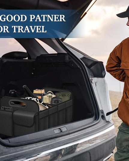 Femuar Car Trunk Organizer with Large Capacity Waterproof Car Accessories for Women & Men, Collapsible Trunk Organizer for Suv/Jeep/Sedan (Black, Standard)