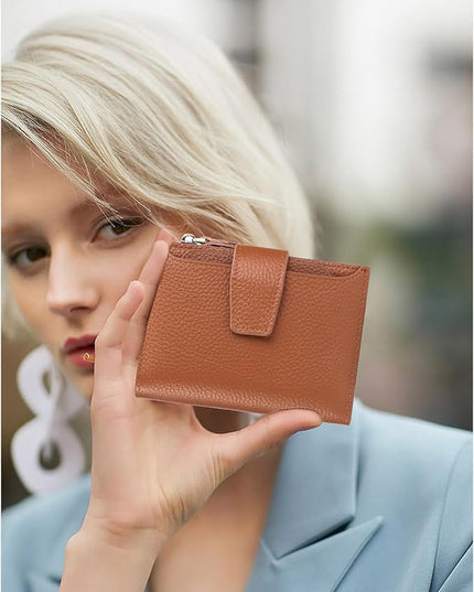 FALAN MULE Small Wallet for Women Leather Bifold Compact RFID Blocking Small Womens Wallet Purse