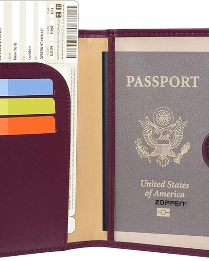 ZOPPEN Passport Holder Women, Passport Cover Travel Wallet Rfid Blocking Passport Wallet Cover Case Travel Essentials Document Organizer, Grape Purple