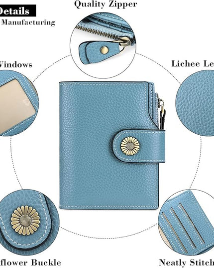 FALAN MULE Small Wallet for Women Leather Bifold Compact Small Womens Wallet with RFID Blocking