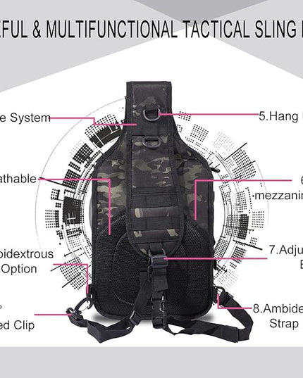 HAOMUK Tactical Sling Bag Pack Military Rover Shoulder Sling Backpack EDC Molle Assault Range Bag