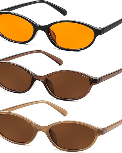 FEISEDY Retro Oval Cat Eye Sunglasses for Women 90s Narrow Lightweight Shades Y2k Trendy Sunnies B0257