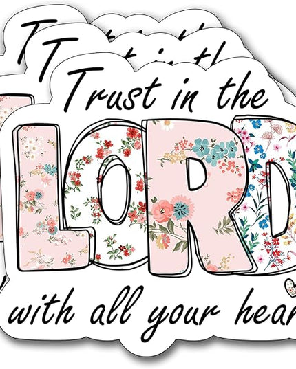 (3Pcs) Trust in The Lord with All Your Heart Sticker, Christian Gifts Decorate Books Laptop Phone, Water Bottles Kindles Stickers Tumbler Waterproof Vinyl Decorate Sticker 3 x 2,6" Inch