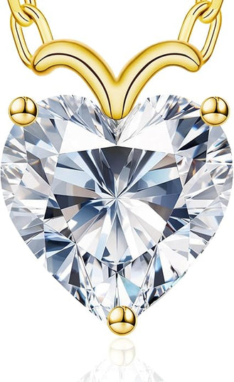 ForeverLove Heart Necklaces for Women, 4-2 Carats Heartshap Moissanite, Silver Pendant Jewelry, Anniversary Birthday Gifts for Wife, Girlfriend, Daughter, Mom
