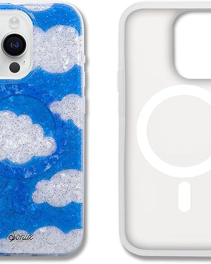 Sonix Protective Phone Case for iPhone 15 Pro | Compatible with MagSafe | 10ft Drop Tested | Glitter Clouds | Day Dream