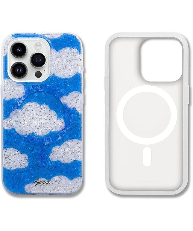 Sonix Protective Phone Case for iPhone 15 Pro | Compatible with MagSafe | 10ft Drop Tested | Glitter Clouds | Day Dream