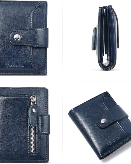BOSTANTEN Women Leather Wallet RFID Blocking Small Bifold Zipper Pocket Wallet Card Case Purse with ID Window
