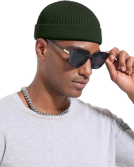 Short Fisherman Beanie for Men Women, Wool Knit Cuff Warm Winter Hats, Trawler Beanie Watch Caps Soft Skullcap