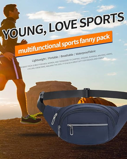 DAITET Crossbody Fanny Pack for Men&Women,Large Waist Bag & Hip Bum Bag with Adjustable Strap for Outdoors Workout Traveling Casual Running Hiking Cycling