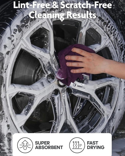 Fantasticlean Microfiber Cleaning Cloth Roll -90 Pack, Tear Away Microfiber Towels, 12" x 12", Reusable, Washable, Scratch Free, Ultra Absorbent for All-Around Cleaning Supplies (Deep Purple)