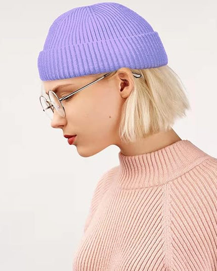 ROYBENS Swag Wool Knit Cuff Short Fisherman Beanie for Men Women, Winter Warm Hats