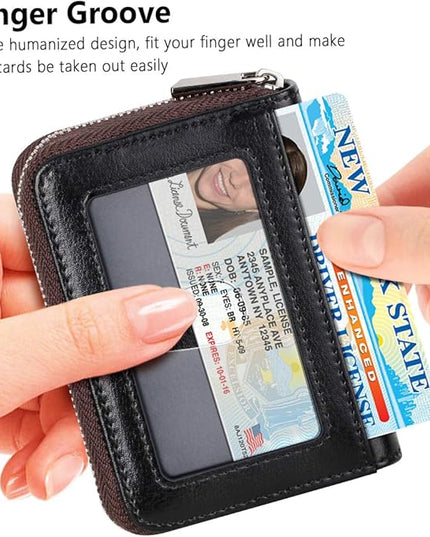 FurArt Zipper Wallet Women, RFID Blocking Credit Card Wallet, Business Card Holder, Compact Size KeyChain Wallet