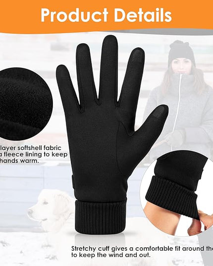 Cold Weather Womens Gloves, Winter Gloves for Women Thermal Warm Fleece Lined, Touchscreen Gloves for Christmas Gifts