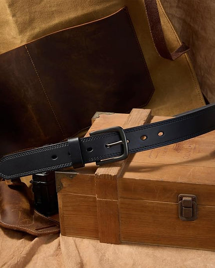 VATAN Men's Genuine Leather Casual Every Day Jeans Belts, Handmade Men Leather Belt with Gift Box
