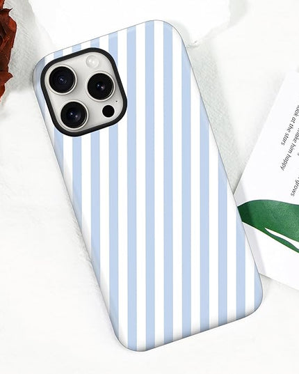 Magnetic for iPhone 16 Pro Max Case Cute Diagonal Stripes Phone Case, Shockproof Slim TPU and Hard PC Protective Phone Cover Compatible with MagSafe Designed for Women Girls,Blue