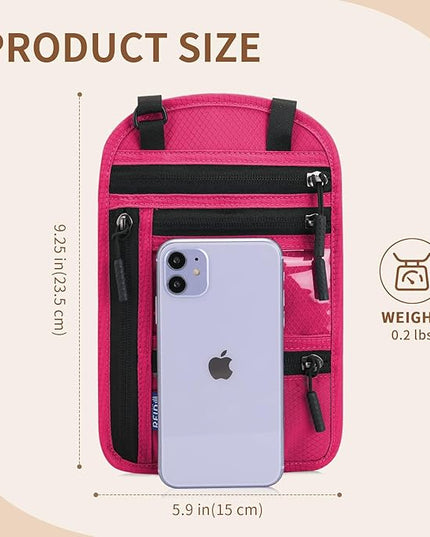 Passport Holder for Travel, RFID Travel Pouch Neck Wallet, Waterproof Passport Wallet for Women and Men, Rose