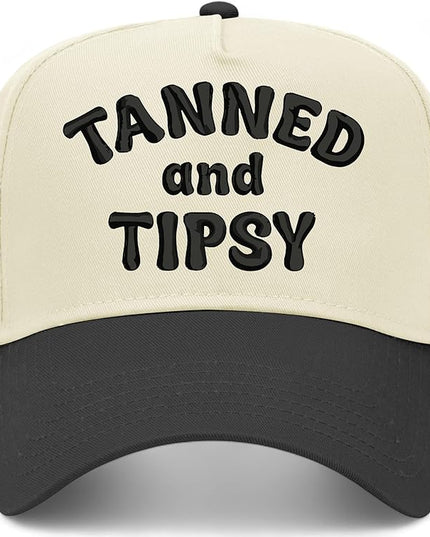 Tanned & Tipsy Hat | Premium Vintage Trucker Hat with Adjustable Snapback for Men and Women