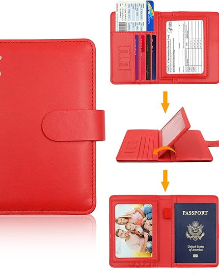 Melsbrinna Rfid Passport Holder for Travel women/Men, Cute Passport Wallet Rfid Blocking Card Slots, Rfid Passport Cover/CaseTravel Wallet, Passport Book Holder (1, Red2)
