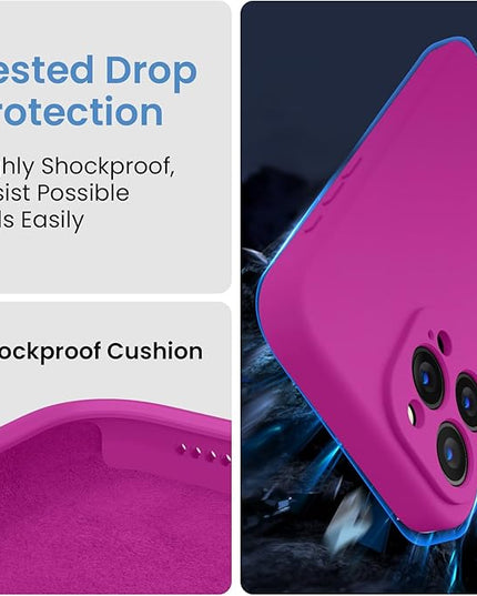 FireNova Designed for iPhone 16 Pro Case, Silicone Upgraded [Camera Protection] Phone Case with [2 Screen Protectors], Soft Anti-Scratch Microfiber Lining Inside, 2024, Dark Fuchsia