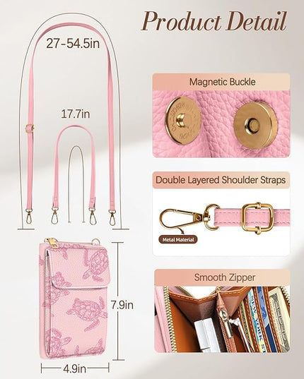 Cute Small Crossbody Purse Cell Phone Bags for Women - Leather Cellphone Wallet Purse with Shoulder Strap