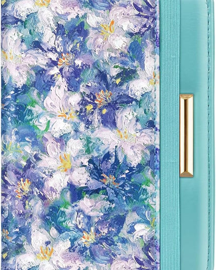 Passport Holder Cover Travel RFID Blocking Passport Cover Rose Gold Cute Flowers Passport Wallet with Elastic Band for Women