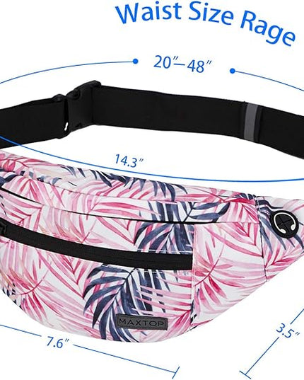MAXTOP Large Crossbody Fanny Pack with 4-Zipper Pockets,Gifts for Enjoy Sports Festival Workout Traveling Running Casual Hands-Free Wallets Waist Pack Phone Bag Carrying All Phones