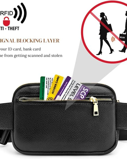 S-ZONE Fanny Packs for Women Genuine Leather RFID Blocking Crossbody Bags Purses Sling Waist Chest Bag Gifts Travel Running Adjustable Strap Men