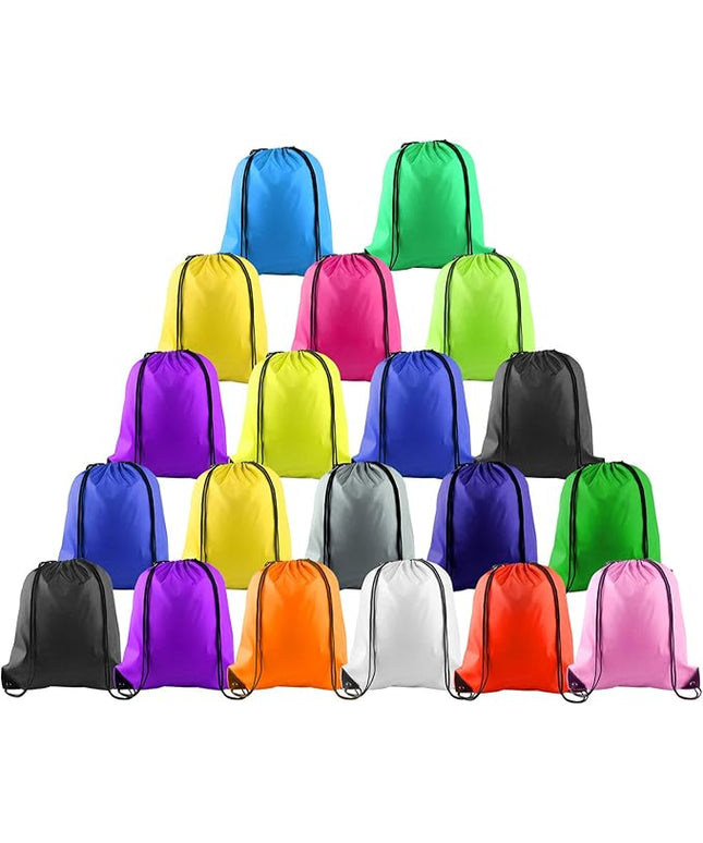 KUUQA 20 Pcs Drawstring Backpack Sport Bags String Bag Sack Cinch Gym Backpack Bulk for School Gym Sport or Traveling，Colorful