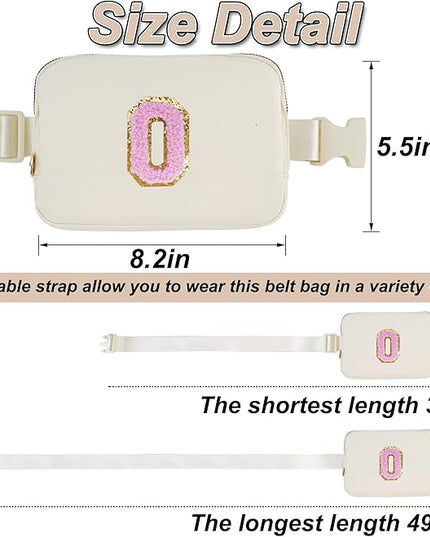 Uygafly Personalized Belt Bag for Women Girls - Fashion Mini Waist Packs with Adjustable Strap - Trendy Travel Fanny Pack Crossbody Bags with Initial Letter - Teen Gifts | Cream,O