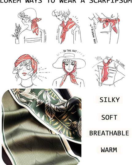Head Scarf Purse Handle Neck Satin Hair Scarfs For Bag Lightweight Silky Long Thin Women's Fashion Scarves 59 * 5.9”