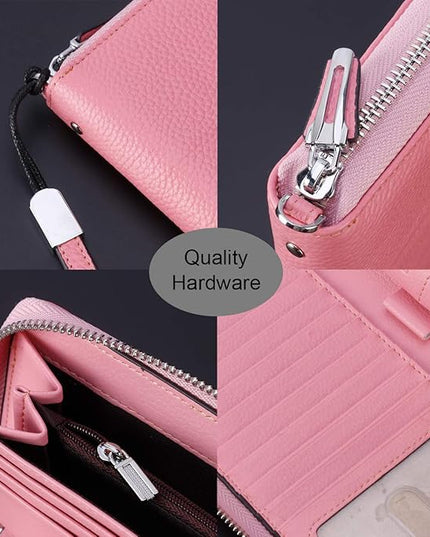 Lavemi Small Compact Women Wallet RFID Blocking Genuine Leather Bifold Purse with ID Windows