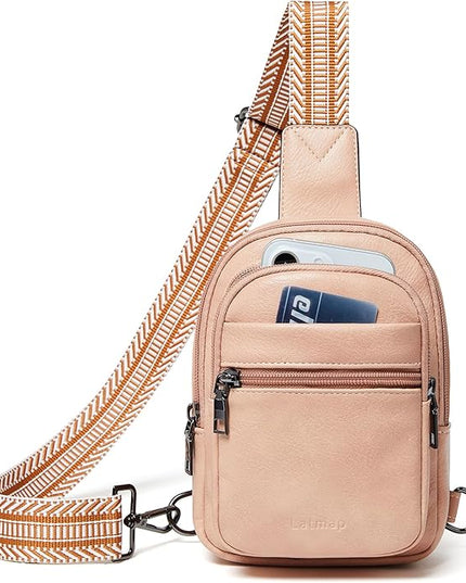 Sling Bag For Women Faux Leather Small Casual Daypack Backpack Fanny Pack Crossbody Chest Bags Purse