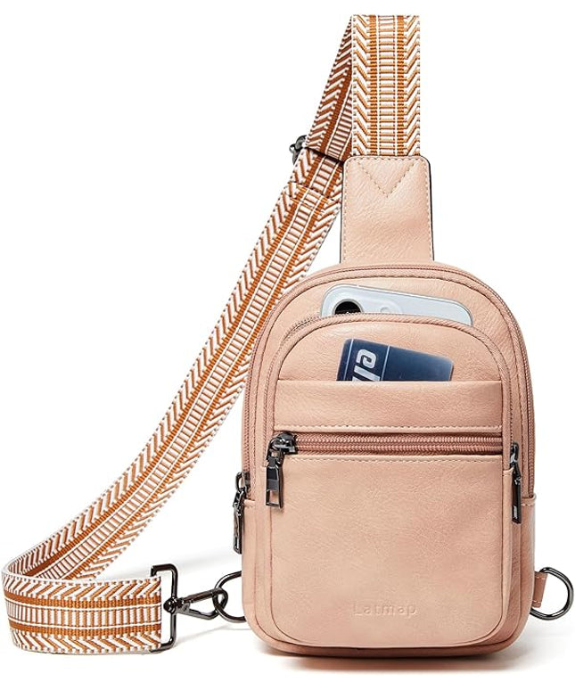 Sling Bag For Women Faux Leather Small Casual Daypack Backpack Fanny Pack Crossbody Chest Bags Purse